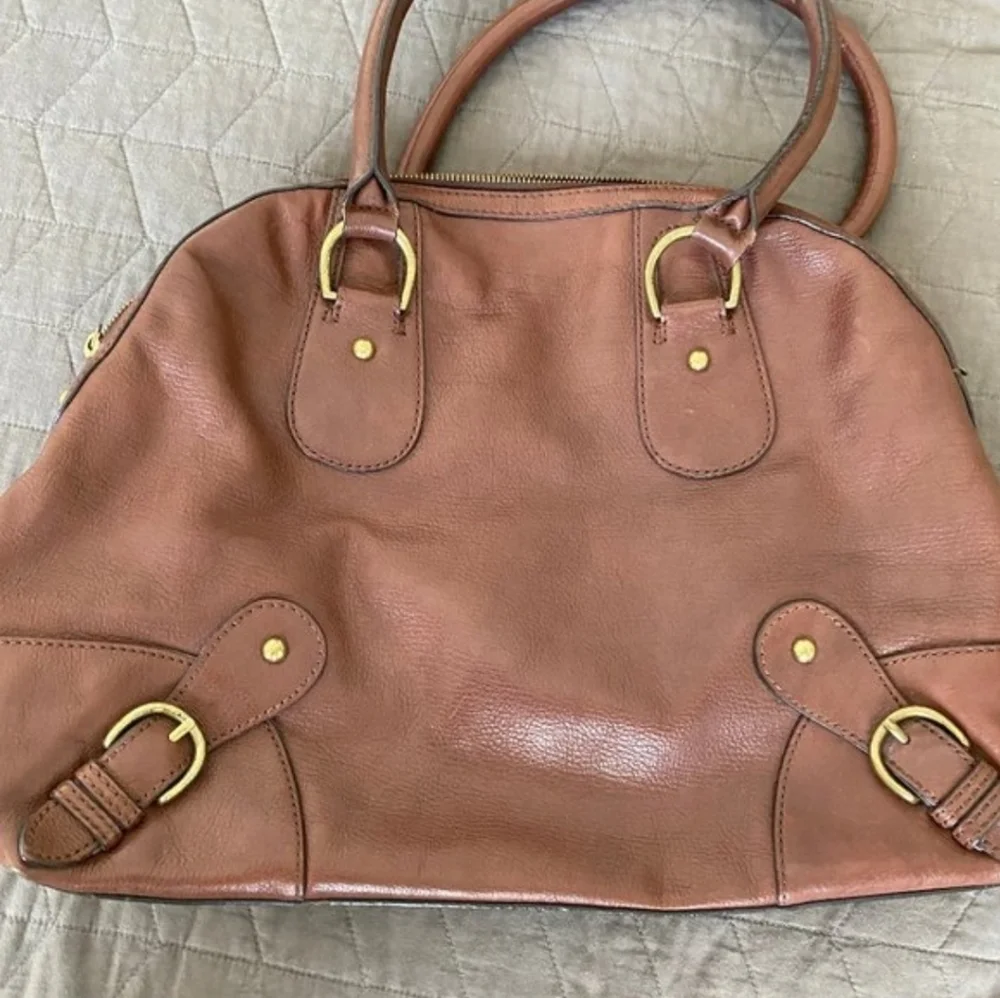 BANANA REPUBLIC Brown Leather Satchel with Dust Bag
